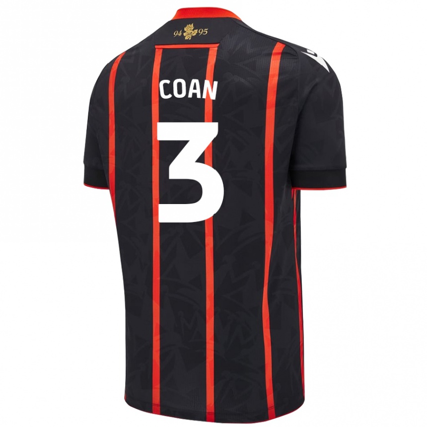 Hombre Fútbol Camiseta Hannah Coan #3 Negro Rojo 2ª Equipación 2024/25 Argentina