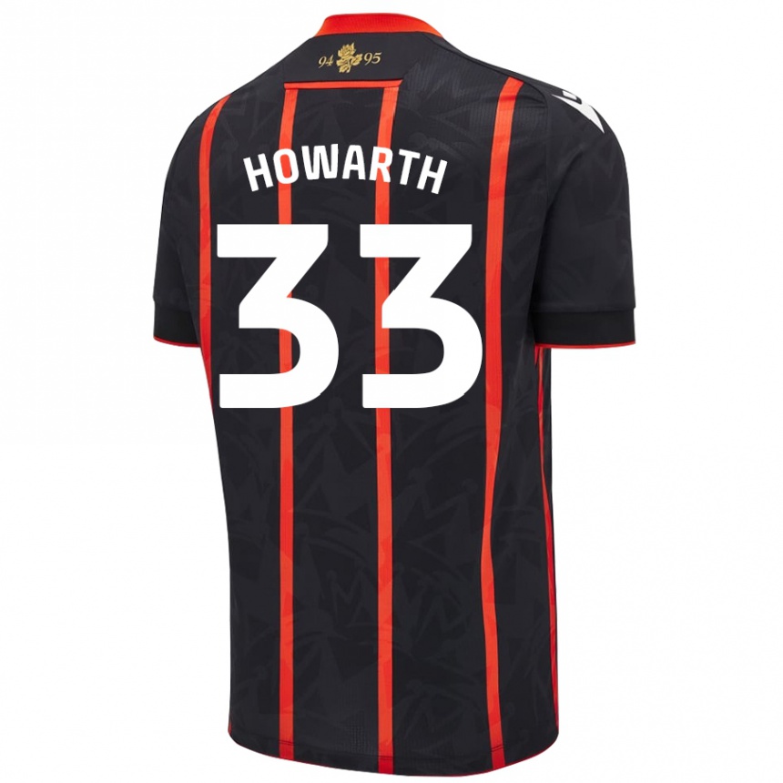 Hombre Fútbol Camiseta Taylor Howarth #33 Negro Rojo 2ª Equipación 2024/25 Argentina