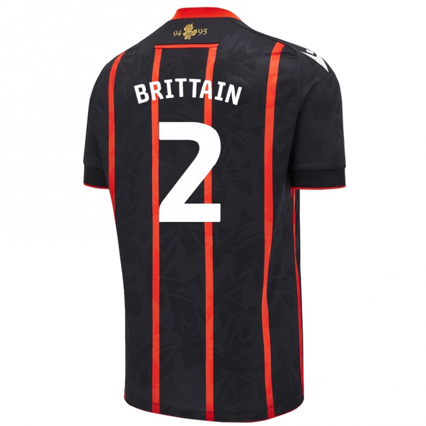 Mujer Fútbol Camiseta Callum Brittain #2 Negro Rojo 2ª Equipación 2024/25 Argentina