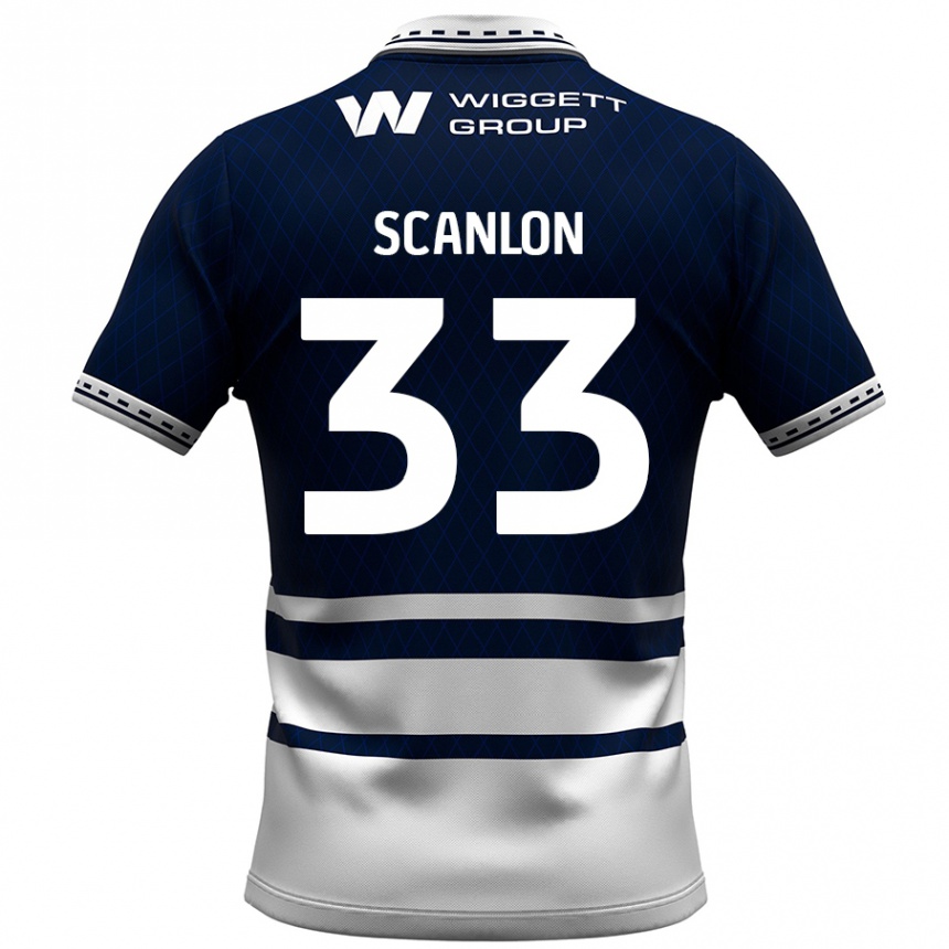 Niño Fútbol Camiseta Calum Scanlon #33 Azul Marino Blanco 1ª Equipación 2024/25 Argentina