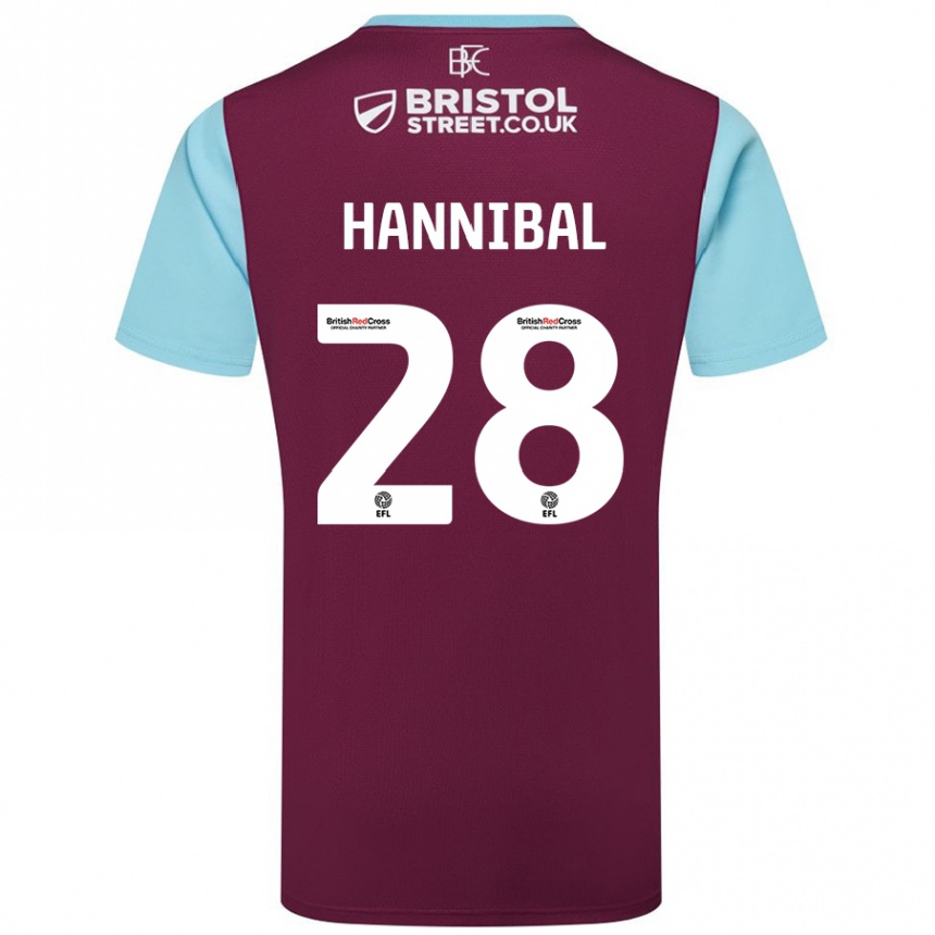 Niño Fútbol Camiseta Hannibal Mejbri #28 Borgoña Azul Cielo 1ª Equipación 2024/25 Argentina