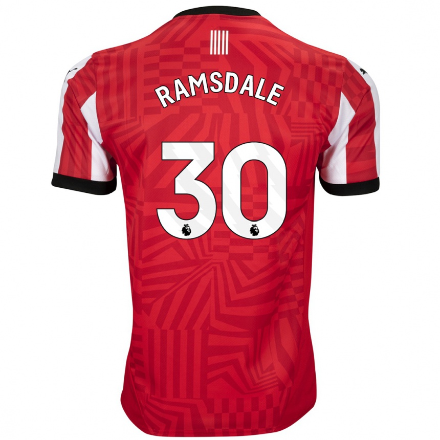 Niño Fútbol Camiseta Aaron Ramsdale #30 Rojo Blanco 1ª Equipación 2024/25 Argentina