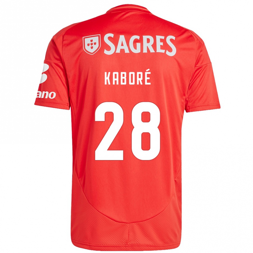 Niño Fútbol Camiseta Issa Kabore #28 Rojo Blanco 1ª Equipación 2024/25 Argentina