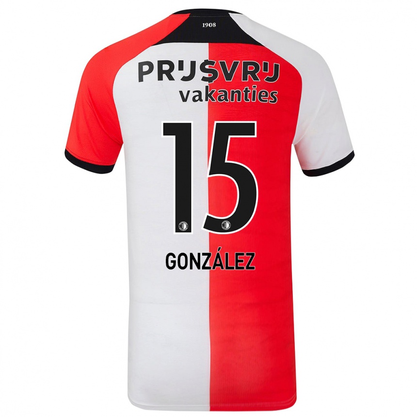 Niño Fútbol Camiseta Facundo González #15 Rojo Blanco 1ª Equipación 2024/25 Argentina