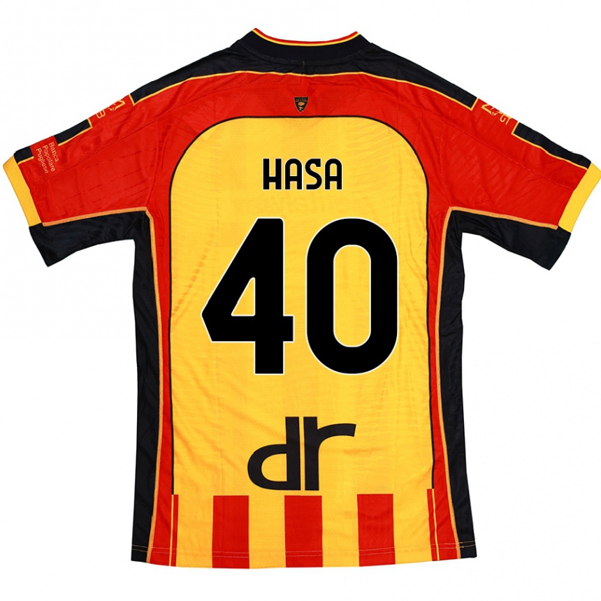 Niño Fútbol Camiseta Luis Hasa #40 Amarillo Rojo 1ª Equipación 2024/25 Argentina