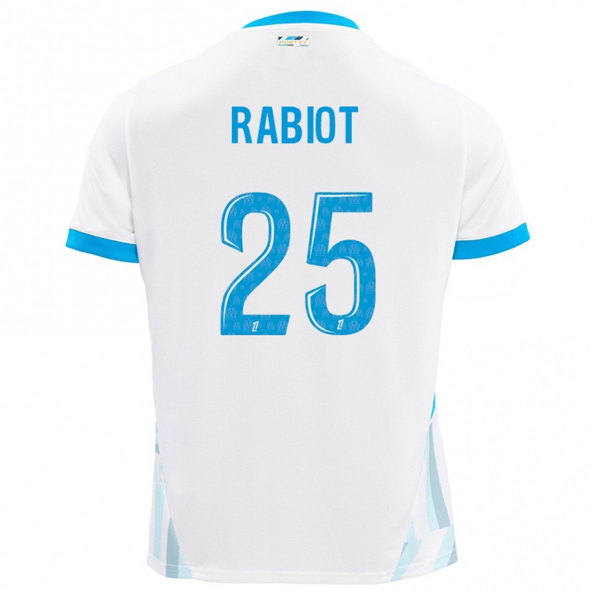 Niño Fútbol Camiseta Adrien Rabiot #25 Blanco Azul Cielo 1ª Equipación 2024/25 Argentina