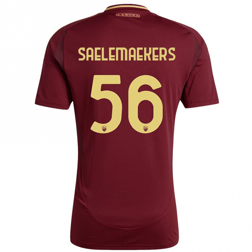 Niño Fútbol Camiseta Alexis Saelemaekers #56 Rojo Marrón Dorado 1ª Equipación 2024/25 Argentina