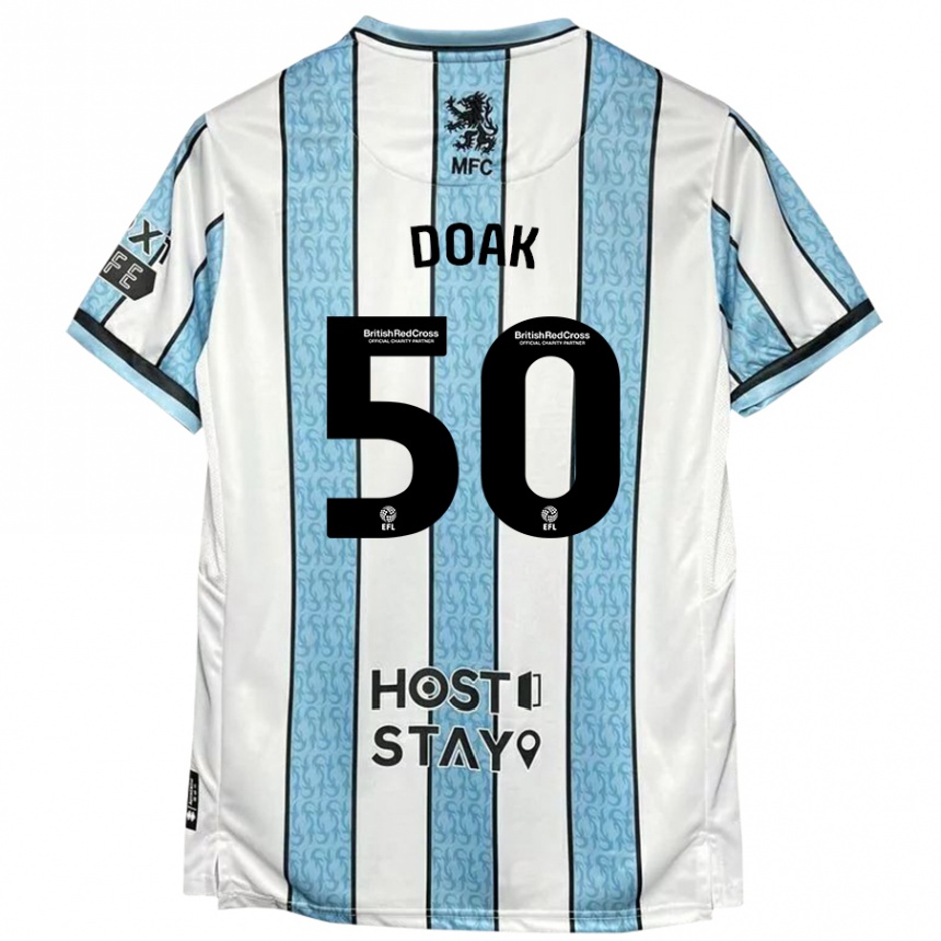 Niño Fútbol Camiseta Ben Doak #50 Blanco Azul 2ª Equipación 2024/25 Argentina