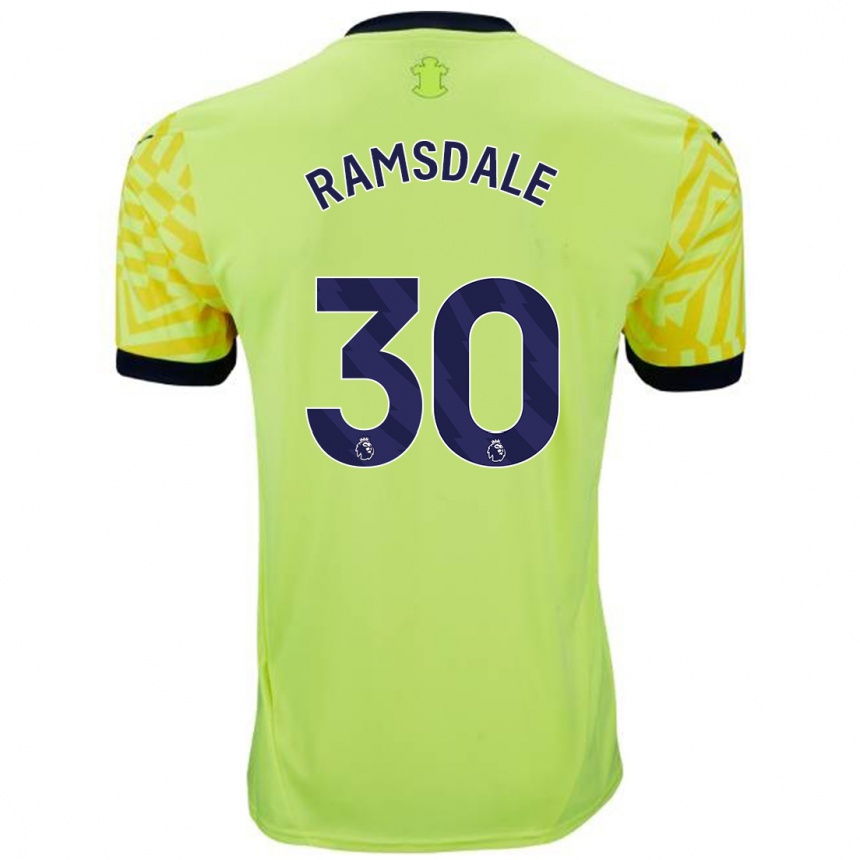 Niño Fútbol Camiseta Aaron Ramsdale #30 Amarillo 2ª Equipación 2024/25 Argentina