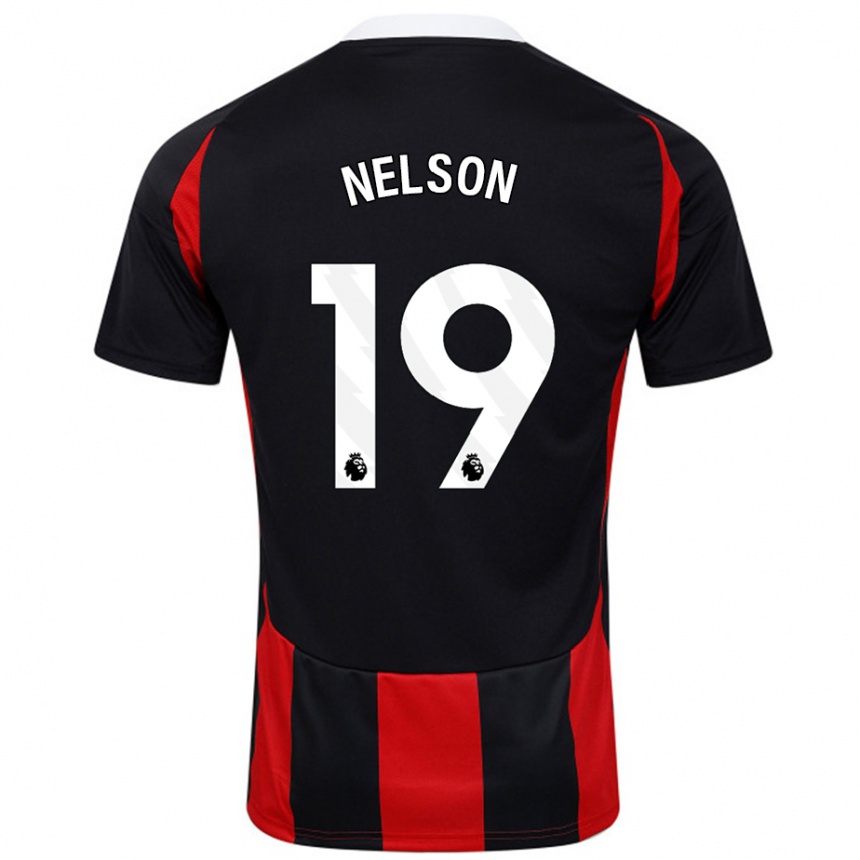 Niño Fútbol Camiseta Reiss Nelson #19 Negro Rojo 2ª Equipación 2024/25 Argentina