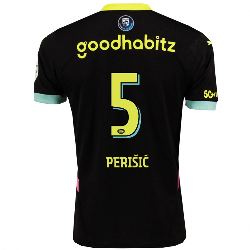 Niño Fútbol Camiseta Ivan Perisic #5 Negro Amarillo 2ª Equipación 2024/25 Argentina