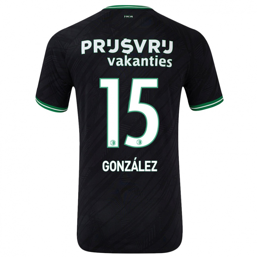 Niño Fútbol Camiseta Facundo González #15 Negro Verde 2ª Equipación 2024/25 Argentina