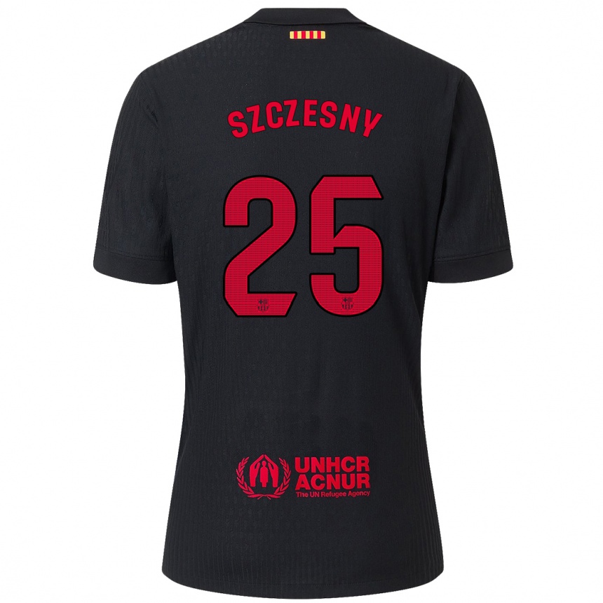 Niño Fútbol Camiseta Wojciech Szczesny #25 Negro Rojo 2ª Equipación 2024/25 Argentina