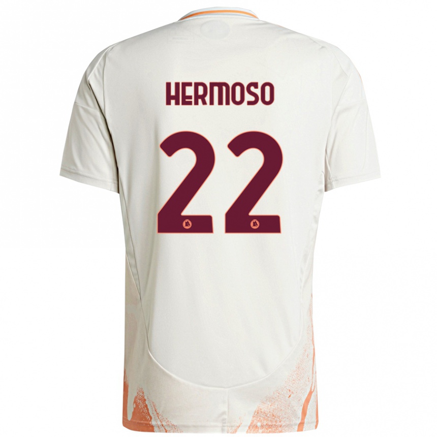 Niño Fútbol Camiseta Mario Hermoso #22 Crema Blanco Naranja 2ª Equipación 2024/25 Argentina