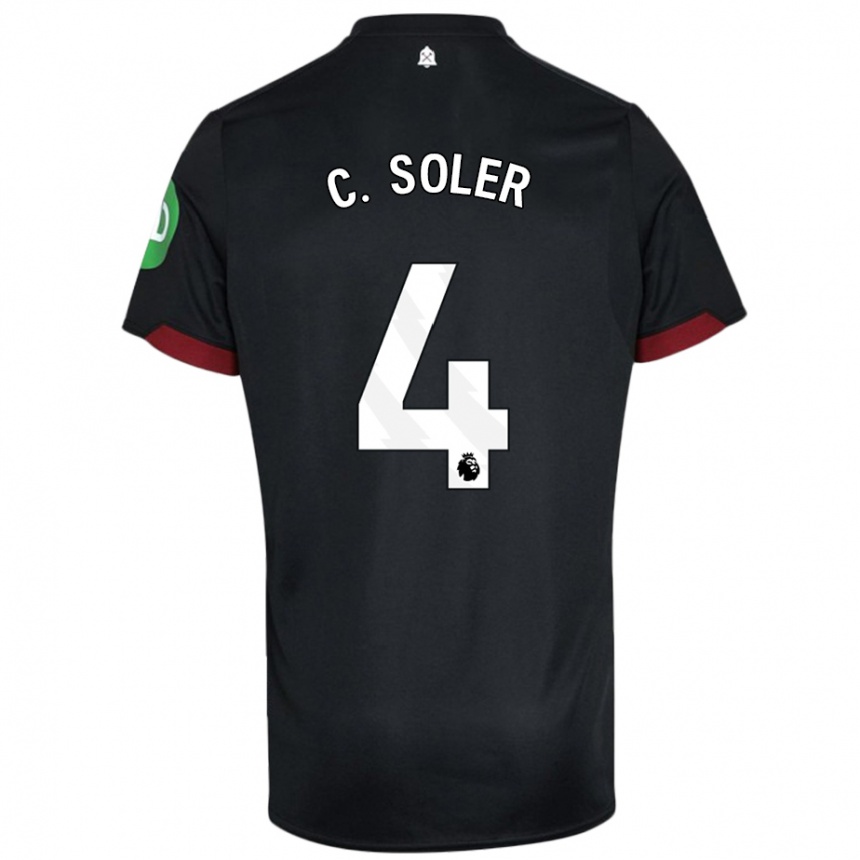 Niño Fútbol Camiseta Carlos Soler #4 Negro Blanco 2ª Equipación 2024/25 Argentina