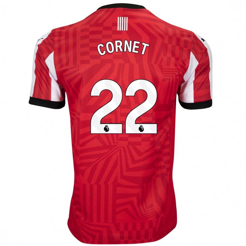 Niño Fútbol Camiseta Maxwel Cornet #22 Rojo Blanco 1ª Equipación 2024/25 Argentina