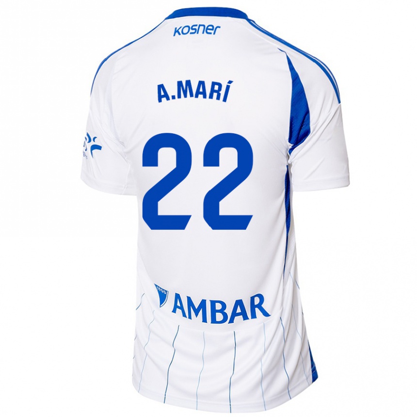 Niño Fútbol Camiseta Alberto Marí #22 Rojo Blanco 1ª Equipación 2024/25 Argentina