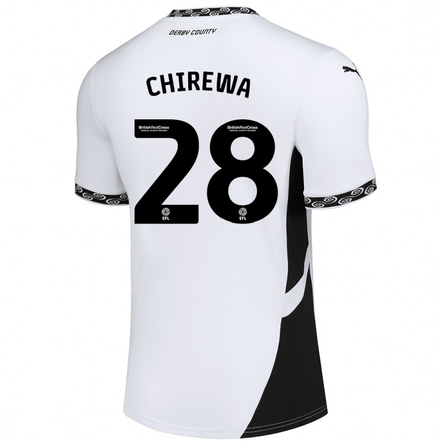 Niño Fútbol Camiseta Tawanda Chirewa #28 Blanco Negro 1ª Equipación 2024/25 Argentina