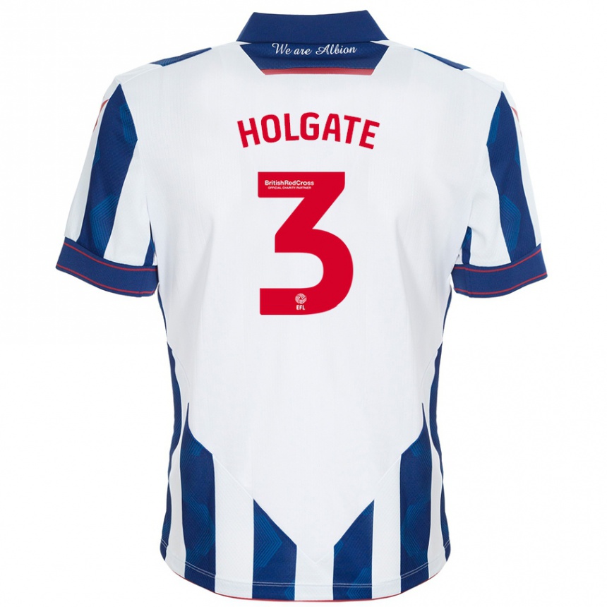 Niño Fútbol Camiseta Mason Holgate #3 Blanco Azul Oscuro 1ª Equipación 2024/25 Argentina