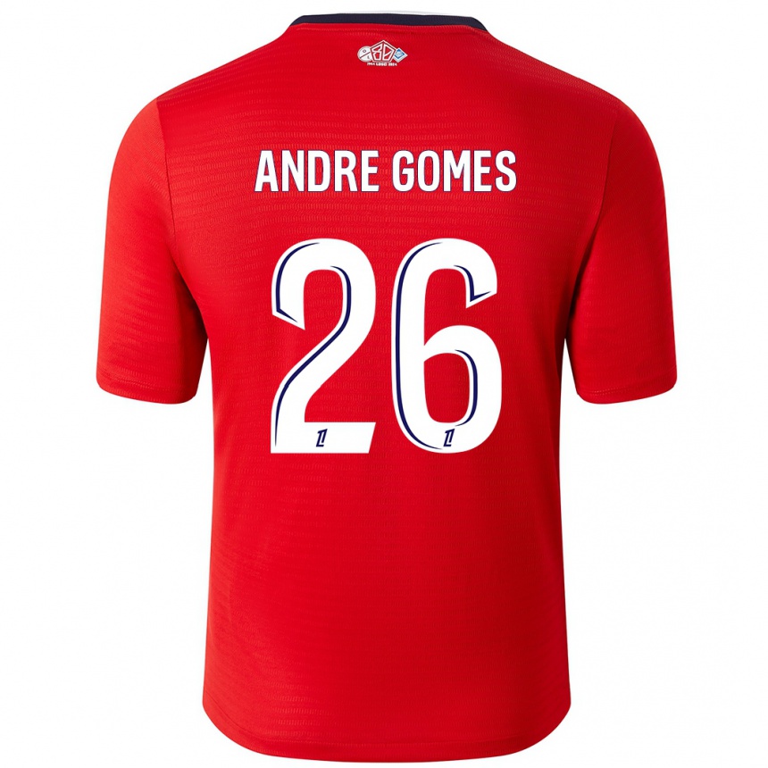 Niño Fútbol Camiseta André Gomes #26 Rojo Blanco 1ª Equipación 2024/25 Argentina