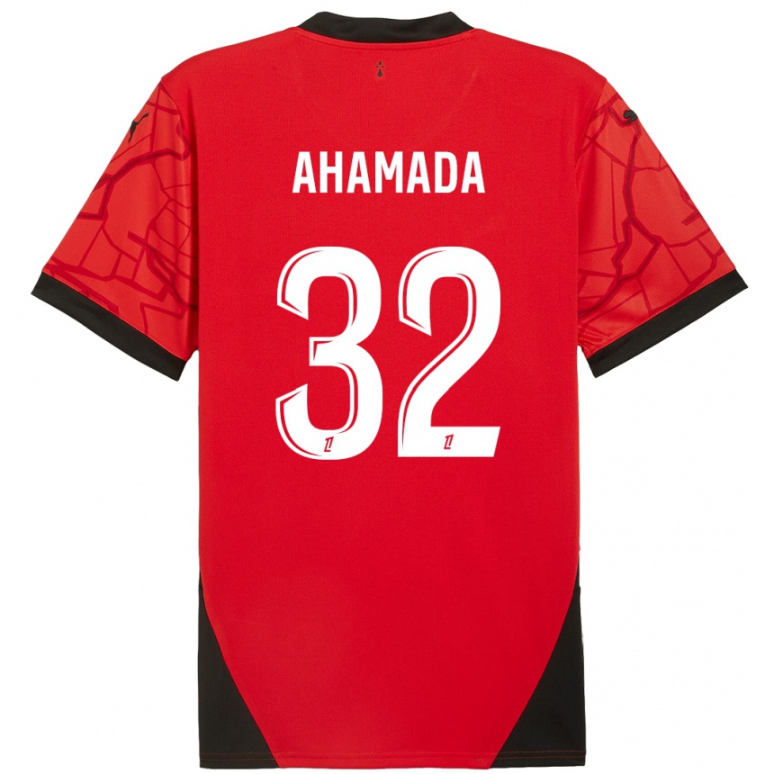 Niño Fútbol Camiseta Naouirou Ahamada #32 Rojo Negro 1ª Equipación 2024/25 Argentina