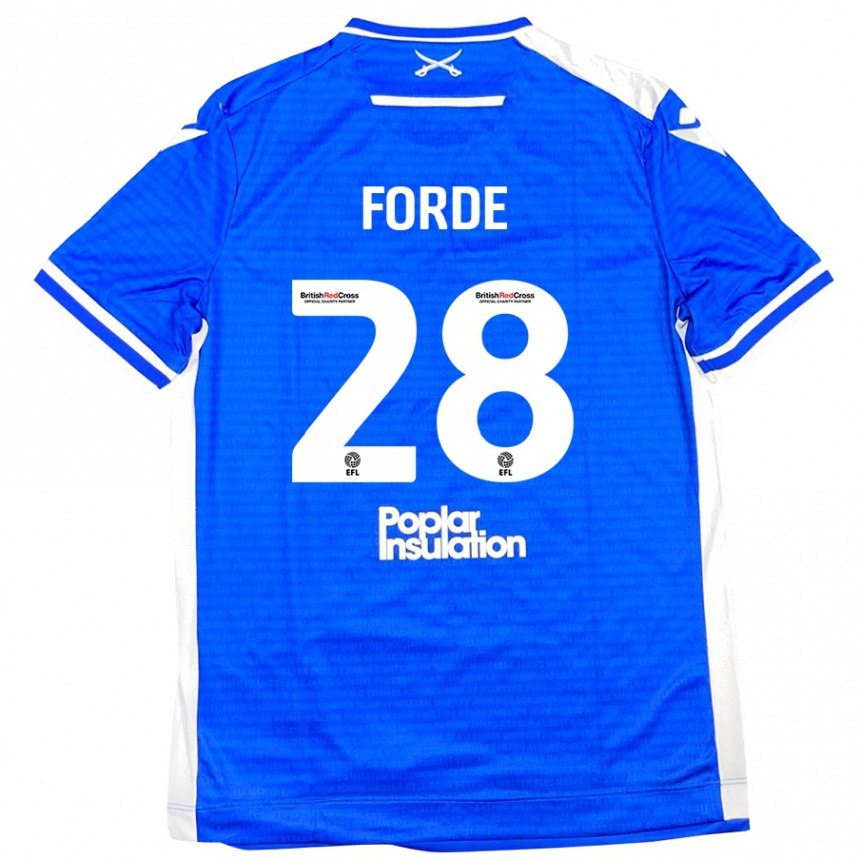 Niño Fútbol Camiseta Shaqai Forde #28 Azul Blanco 1ª Equipación 2024/25 Argentina