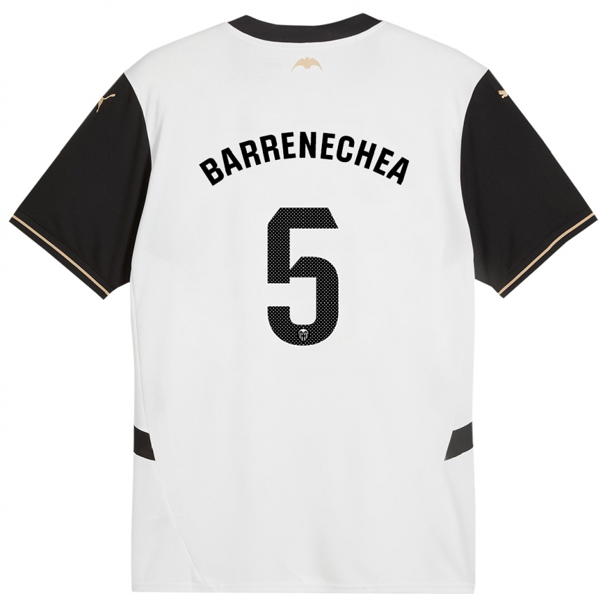 Niño Fútbol Camiseta Enzo Barrenechea #5 Blanco Negro 1ª Equipación 2024/25 Argentina