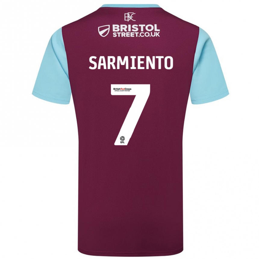 Niño Fútbol Camiseta Jeremy Sarmiento #7 Borgoña Azul Cielo 1ª Equipación 2024/25 Argentina