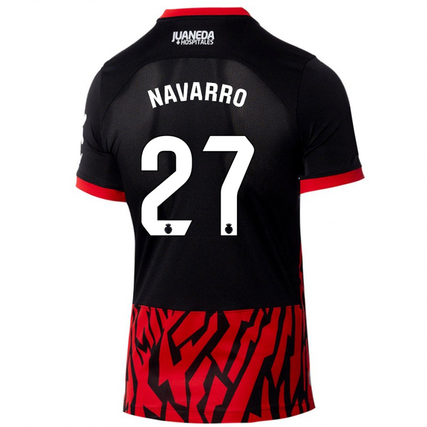 Niño Fútbol Camiseta Robert Navarro #27 Negro Rojo 1ª Equipación 2024/25 Argentina