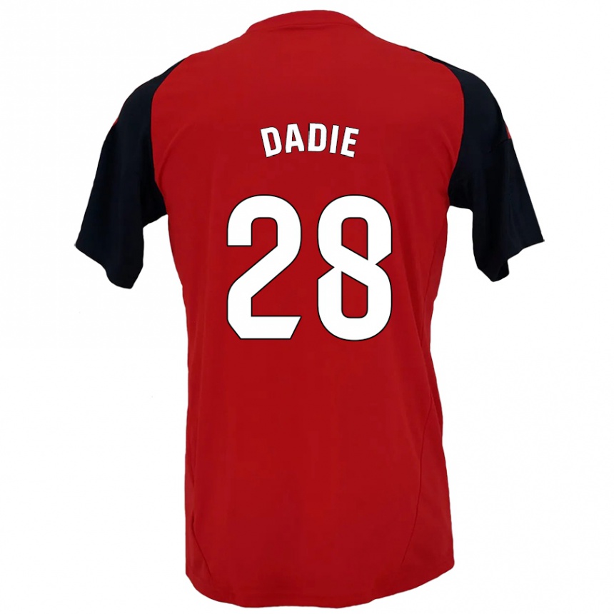 Niño Fútbol Camiseta Alberto Dadie #28 Rojo Negro 1ª Equipación 2024/25 Argentina