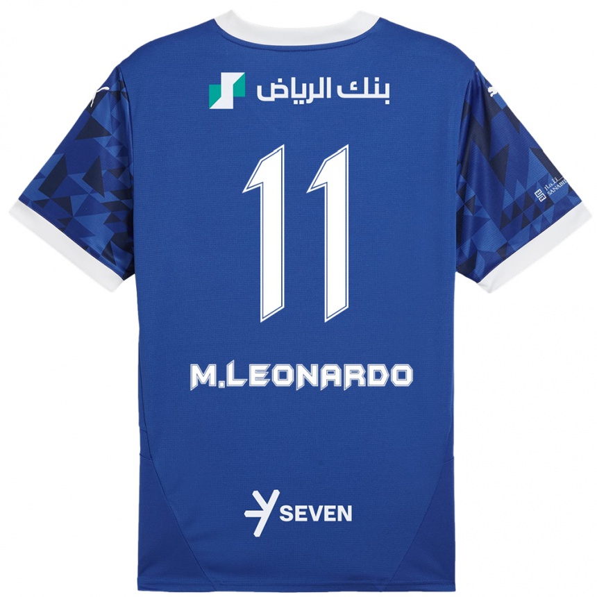 Niño Fútbol Camiseta Marcos Leonardo #11 Azul Oscuro Blanco 1ª Equipación 2024/25 Argentina