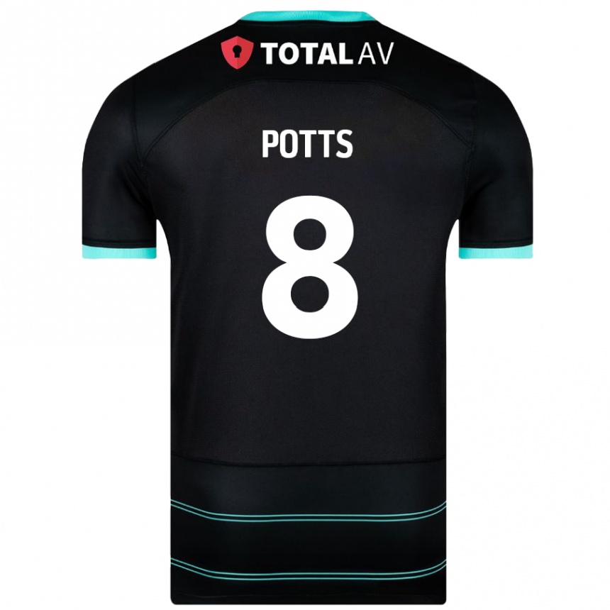 Niño Fútbol Camiseta Freddie Potts #8 Negro 2ª Equipación 2024/25 Argentina