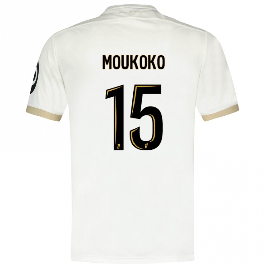 Niño Fútbol Camiseta Youssoufa Moukoko #15 Blanco Dorado 2ª Equipación 2024/25 Argentina