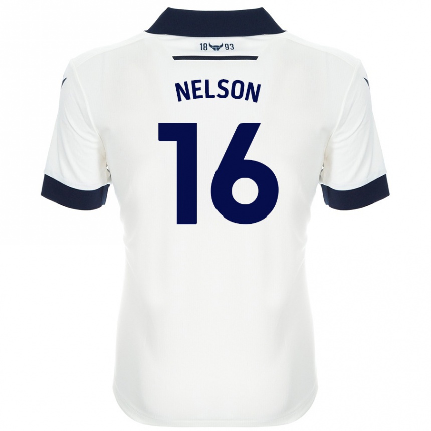 Niño Fútbol Camiseta Ben Nelson #16 Blanco Azul Marino 2ª Equipación 2024/25 Argentina