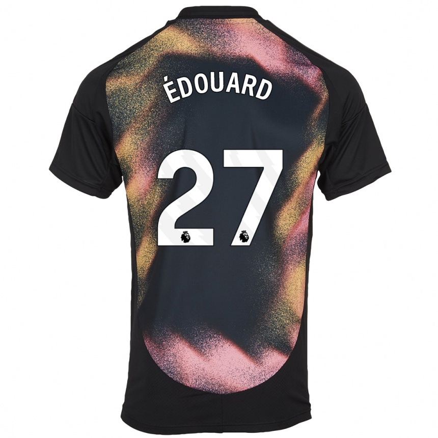 Niño Fútbol Camiseta Odsonne Edouard #27 Negro Blanco 2ª Equipación 2024/25 Argentina