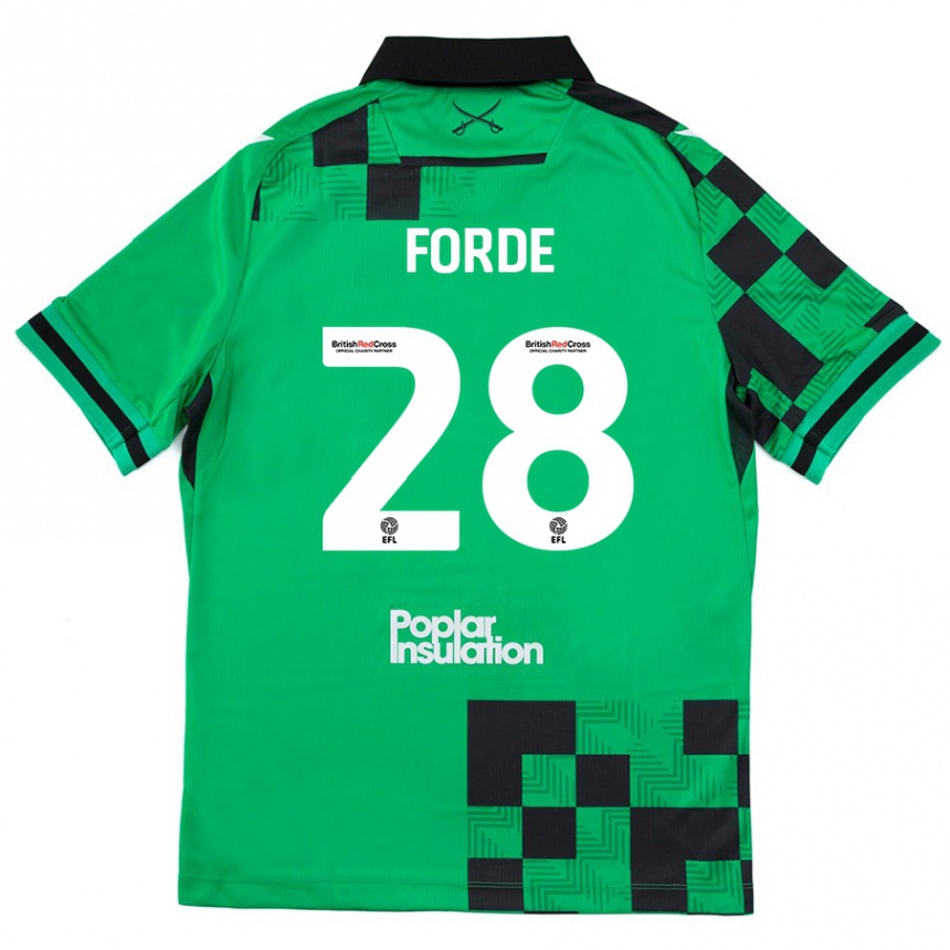 Niño Fútbol Camiseta Shaqai Forde #28 Verde Negro 2ª Equipación 2024/25 Argentina