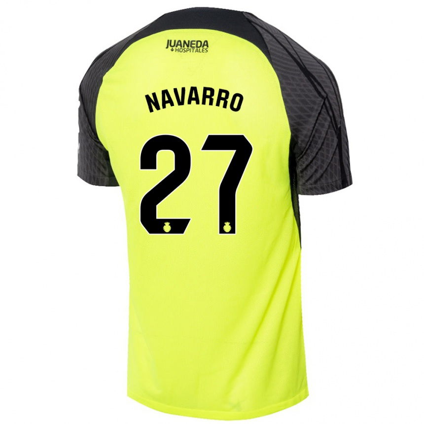 Niño Fútbol Camiseta Robert Navarro #27 Verde Fluorescente Negro 2ª Equipación 2024/25 Argentina