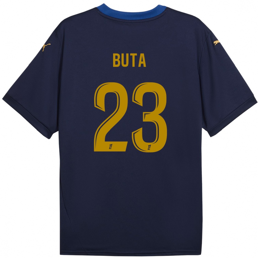 Niño Fútbol Camiseta Aurélio Buta #23 Azul Marino Dorado 2ª Equipación 2024/25 Argentina