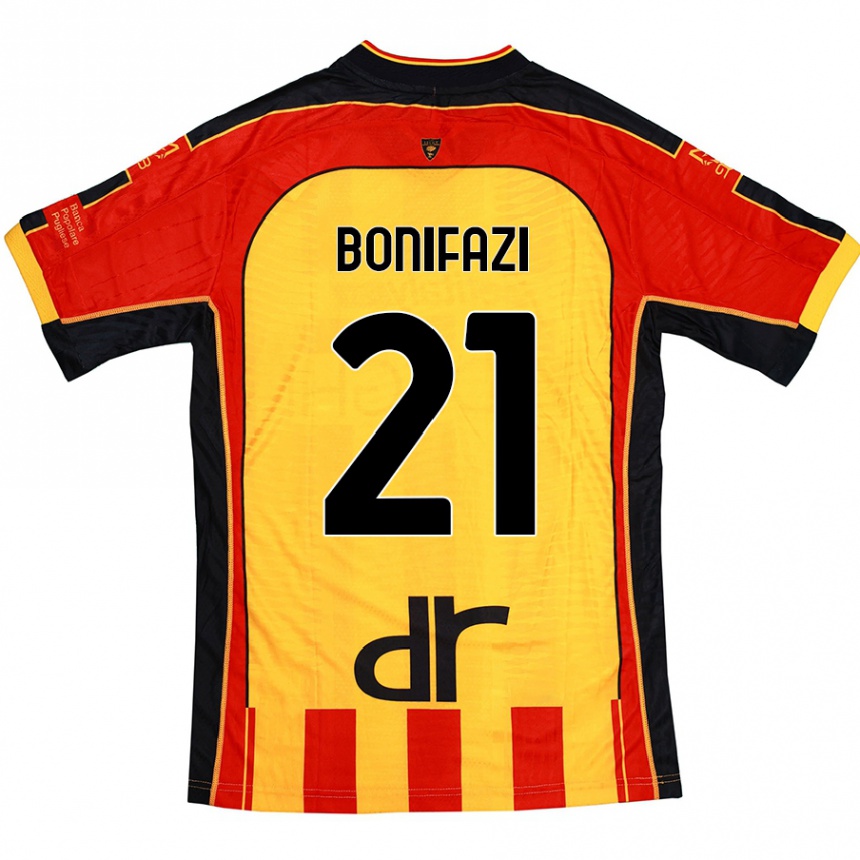 Niño Fútbol Camiseta Kevin Bonifazi #21 Amarillo Rojo 1ª Equipación 2024/25 Argentina