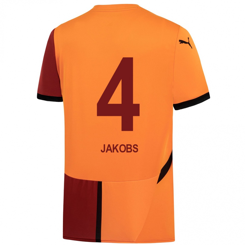 Niño Fútbol Camiseta Ismail Jakobs #4 Amarillo Rojo 1ª Equipación 2024/25 Argentina