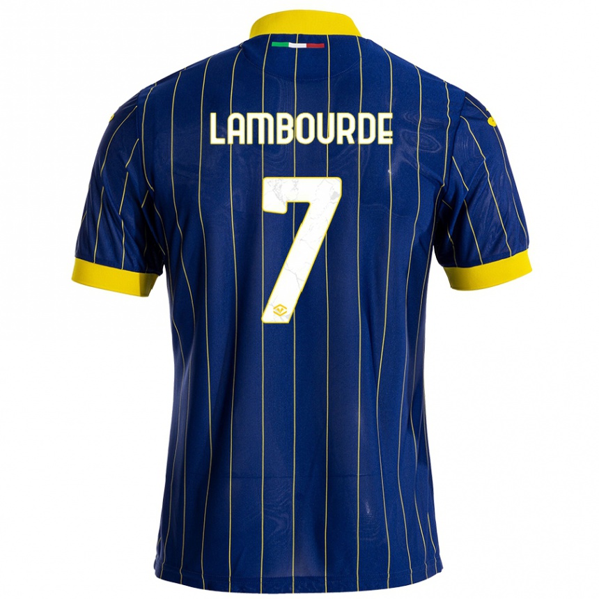 Niño Fútbol Camiseta Mathis Lambourde #7 Azul Amarillo 1ª Equipación 2024/25 Argentina