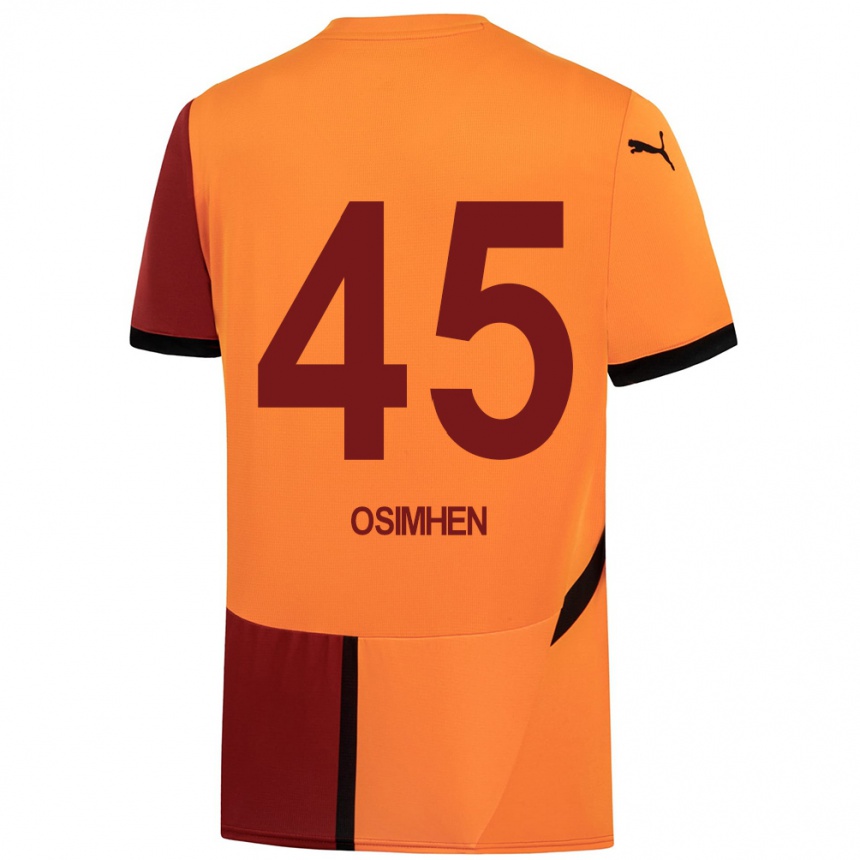 Niño Fútbol Camiseta Victor Osimhen #45 Amarillo Rojo 1ª Equipación 2024/25 Argentina