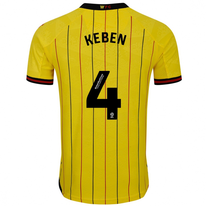 Niño Fútbol Camiseta Kévin Keben #4 Amarillo Negro 1ª Equipación 2024/25 Argentina