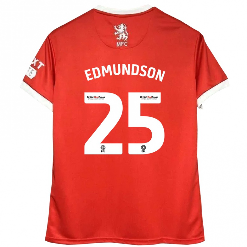 Niño Fútbol Camiseta George Edmundson #25 Rojo Blanco 1ª Equipación 2024/25 Argentina