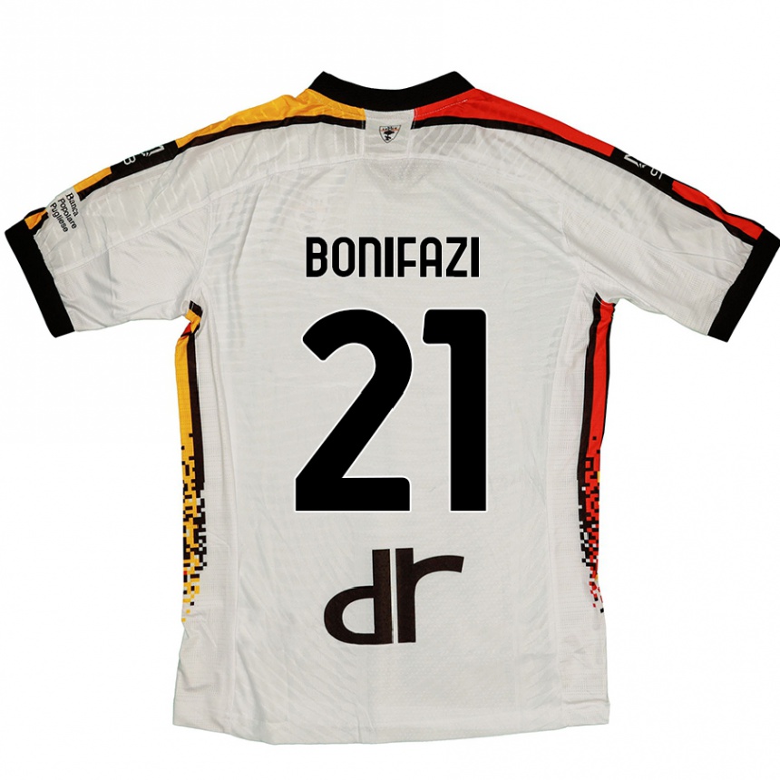 Niño Fútbol Camiseta Kevin Bonifazi #21 Blanco Negro 2ª Equipación 2024/25 Argentina