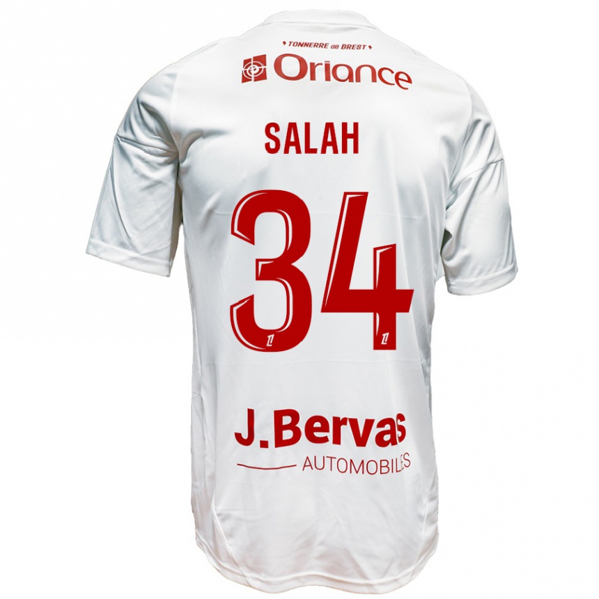 Niño Fútbol Camiseta Ibrahim Salah #34 Blanco Rojo 2ª Equipación 2024/25 Argentina