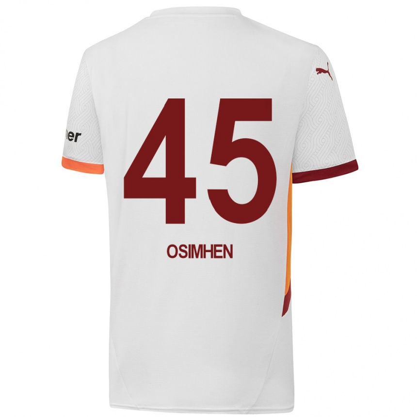 Niño Fútbol Camiseta Victor Osimhen #45 Blanco Amarillo Rojo 2ª Equipación 2024/25 Argentina