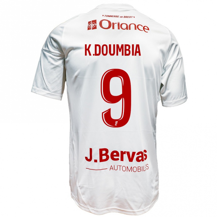 Niño Fútbol Camiseta Kamory Doumbia #9 Blanco Rojo 2ª Equipación 2024/25 Argentina