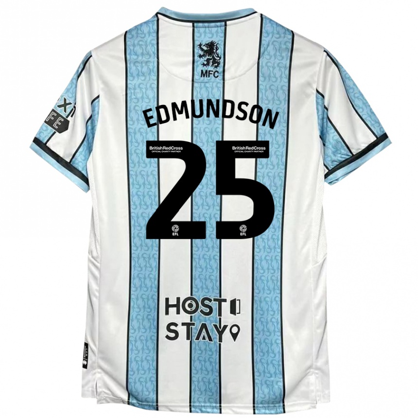 Niño Fútbol Camiseta George Edmundson #25 Blanco Azul 2ª Equipación 2024/25 Argentina