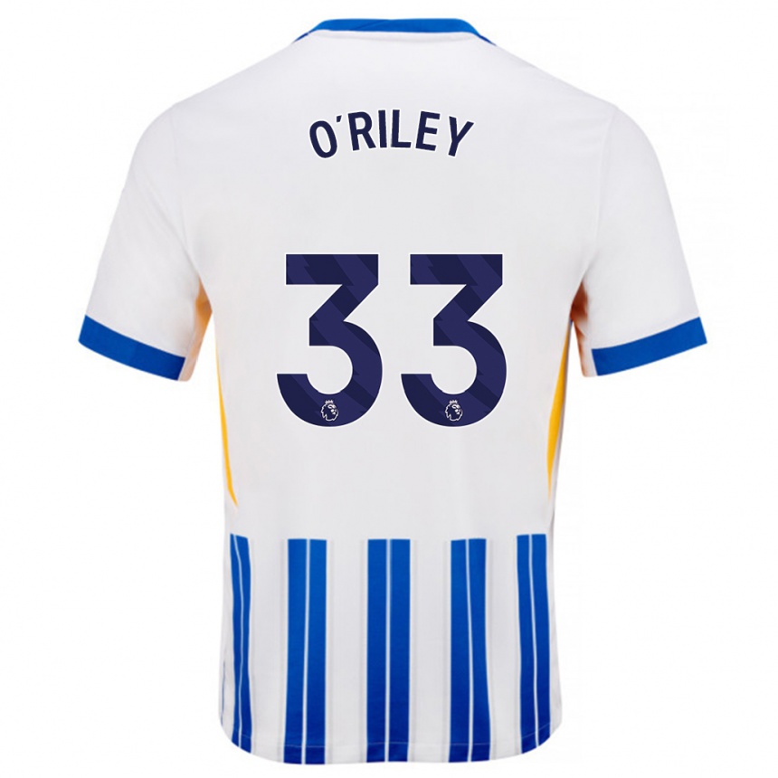 Niño Fútbol Camiseta Matt O'riley #33 Blanco Azul Rayas 1ª Equipación 2024/25 Argentina